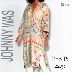 Johnny Was 2 In 1 KIMONO! Silk Millay Vlasta Kimono  Reversible W POCKETS!